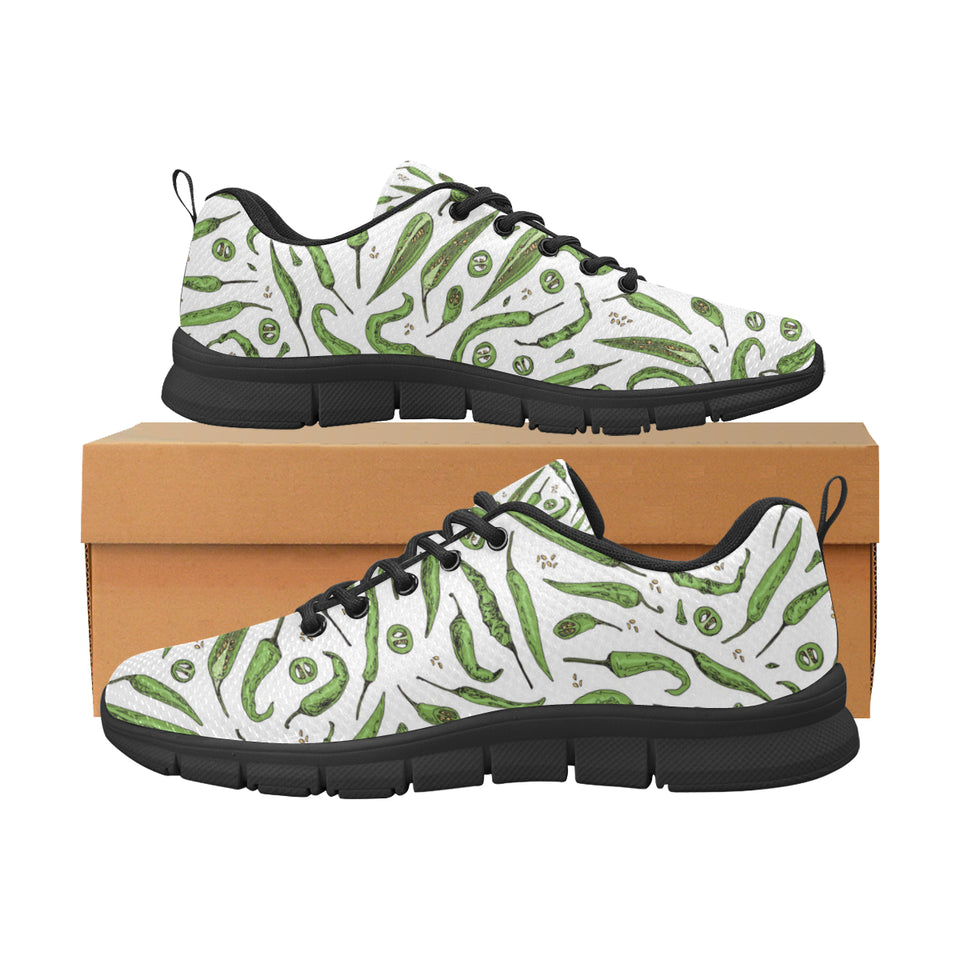 Hand drawn sketch style green Chili peppers patter Men's Sneaker Shoes