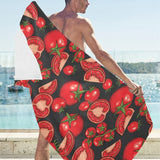 Tomato black background Beach Towel