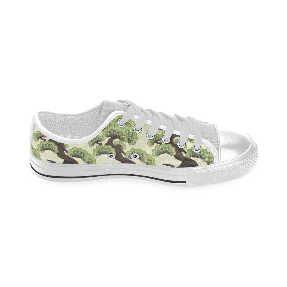 Bonsai pattern Men's Low Top Shoes White