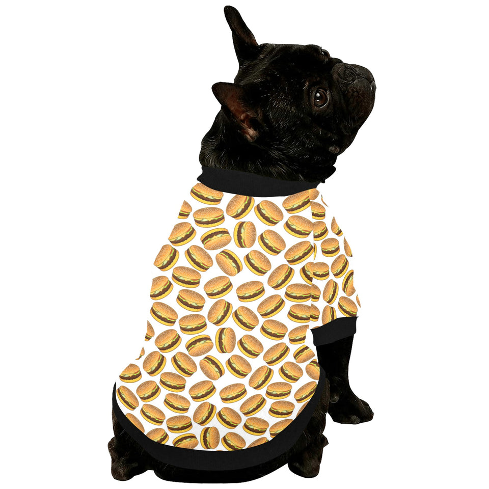 Hamburger Pattern Print Design 03 All Over Print Pet Dog Round Neck Fuzzy Shirt