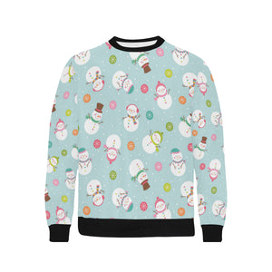 Cute snowman snowflake pattern Men's Crew Neck Sweatshirt