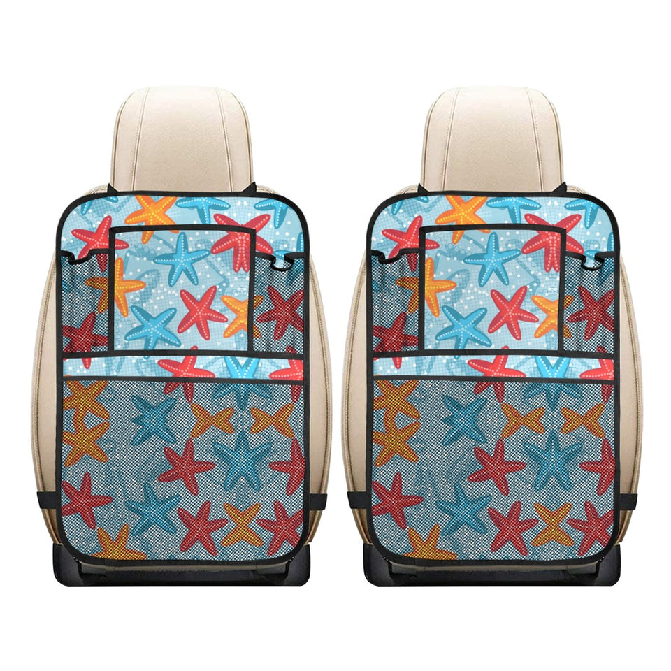 Blue red orange starfish pattern Car Seat Back Organizer