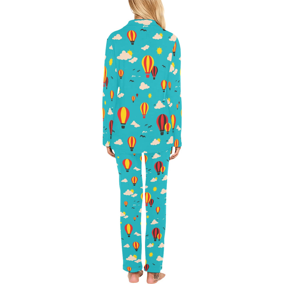 Hot Air Balloon Sky Pattern Women's Long Pajama Set