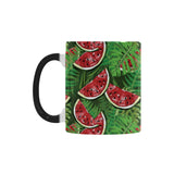 Watermelons tropical palm leaves pattern backgroun Morphing Mug Heat Changing Mug