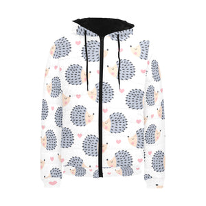 Hedgehog Pattern Print Design 04 Men's Padded Hooded Jacket