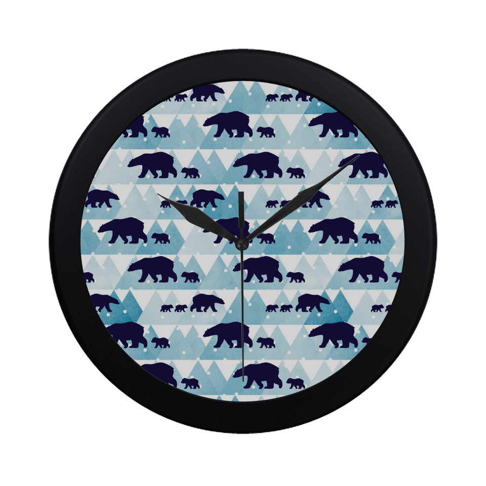polar bear winter snow pattern Elegant Black Wall Clock