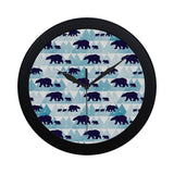 polar bear winter snow pattern Elegant Black Wall Clock