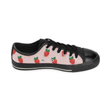 Strawberry beautiful pattern Men's Low Top Canvas Shoes Black