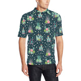 Cactus glass terrarium pattern Men's All Over Print Polo Shirt