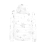 Snowflake pattern white background Men's Padded Hooded Jacket