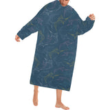 Swordfish Pattern Print Design 02 Blanket Robe with Sleeves