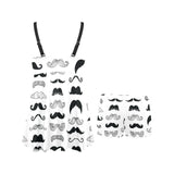 Mustache Beard Pattern Print Design 04 Chest Sexy Pleated Two Piece Swim Dress
