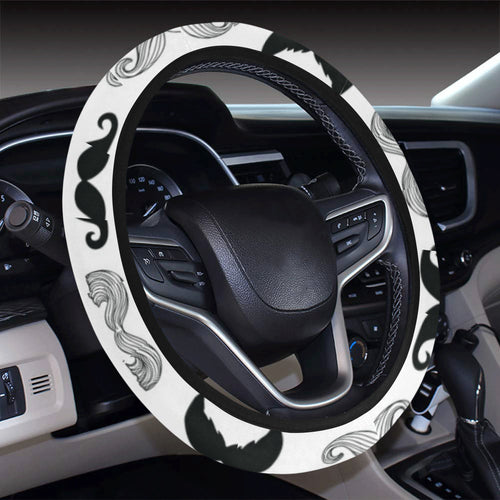 Mustache Beard Pattern Print Design 04 Car Steering Wheel Cover