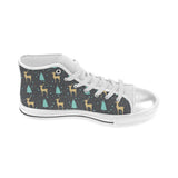 Deers star tree pattern Women's High Top Canvas Shoes White
