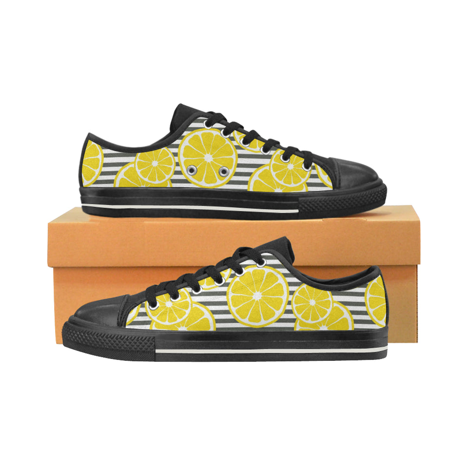 slice of lemon design pattern Men's Low Top Canvas Shoes Black