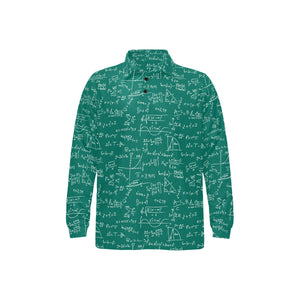 Math Pattern Print Design 01 Men's Long Sleeve Polo Shirt