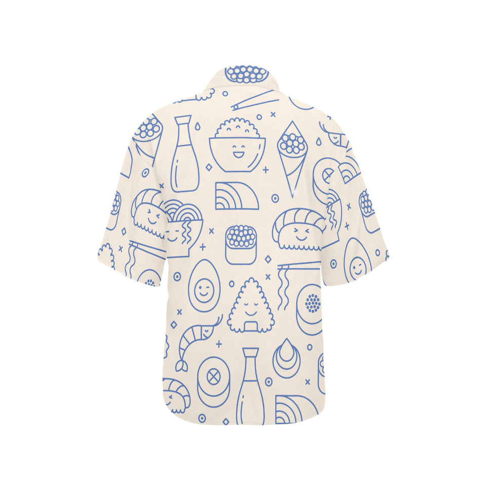 Cute sushi icon pattern Women's All Over Print Hawaiian Shirt