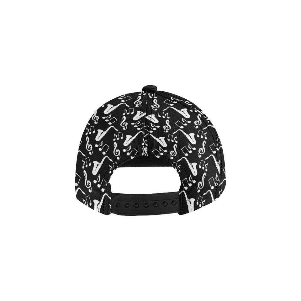 Saxophone music notes treble clef black white them All Over Print Snapback Cap