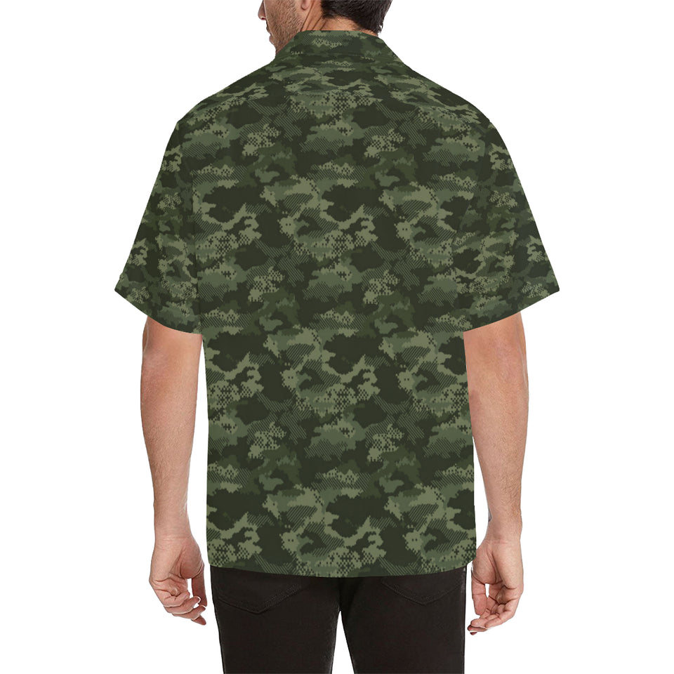 Digital Green camouflage pattern Men's All Over Print Hawaiian Shirt