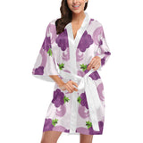 Cute Grape pattern Women's Short Kimono Robe