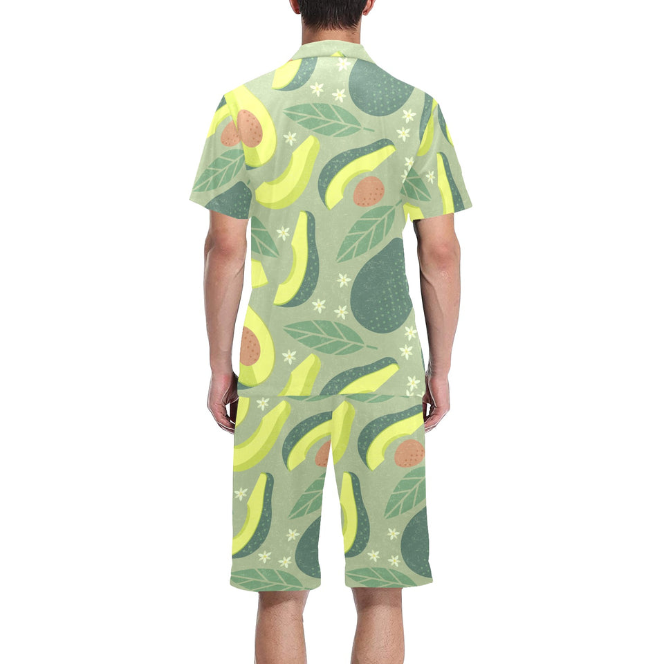 Avocado pattern Men's V-Neck Short Pajama Set