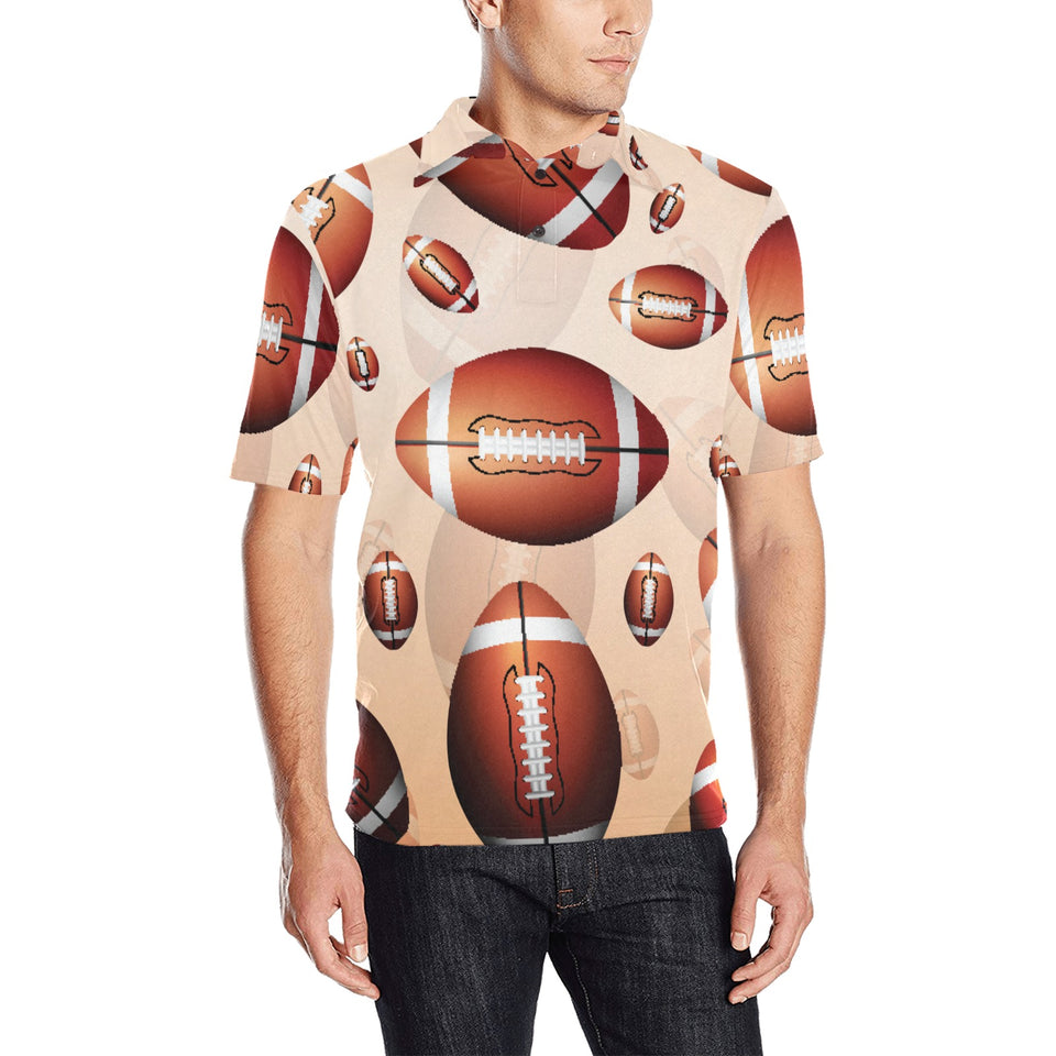 American football ball design pattern Men's All Over Print Polo Shirt