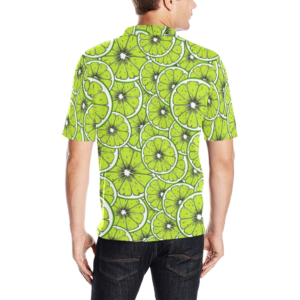 Slices of Lime design pattern Men's All Over Print Polo Shirt