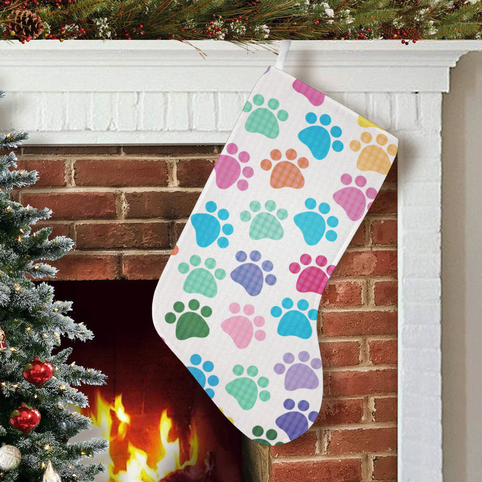 Dog Paws Pattern Print Design 01 Christmas Stocking