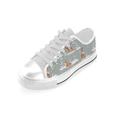 Beautiful deers Winter Christmas Men's Low Top Canvas Shoes White