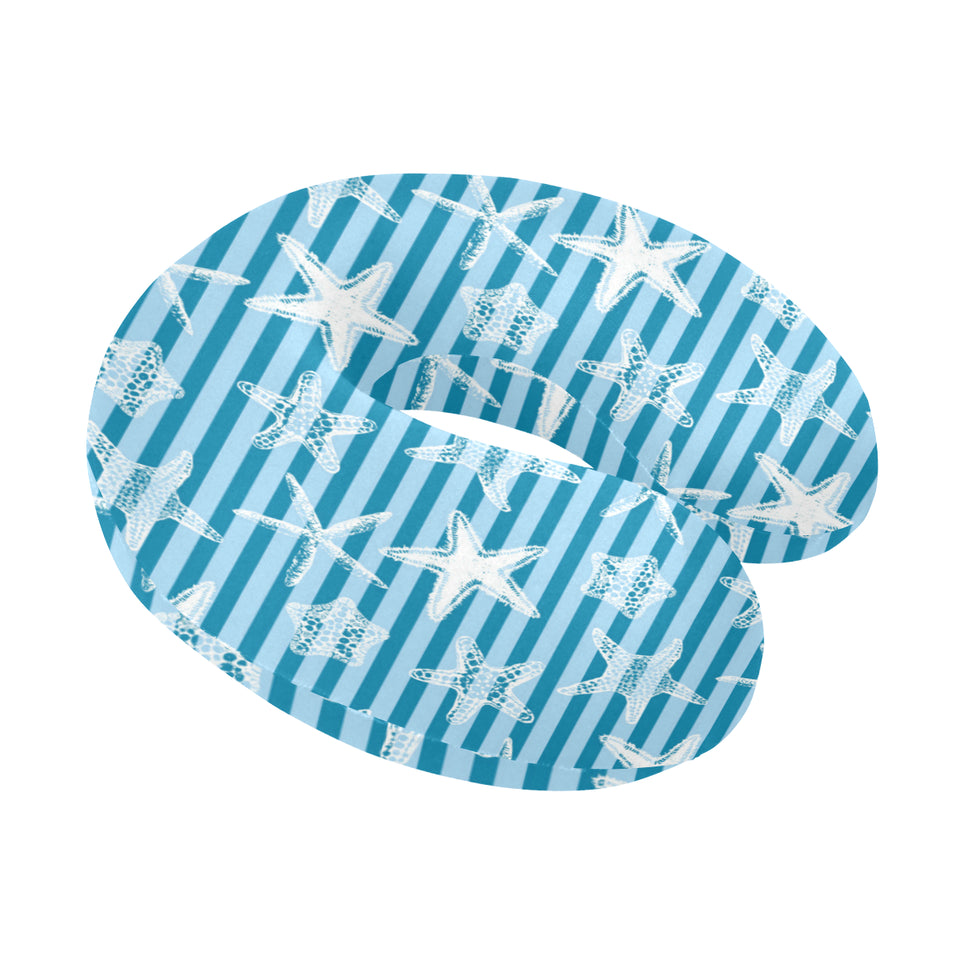 Starfish blue blackground U-Shaped Travel Neck Pillow
