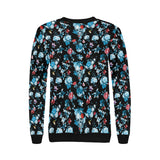 Skull flower roses leave pattern Women's Crew Neck Sweatshirt