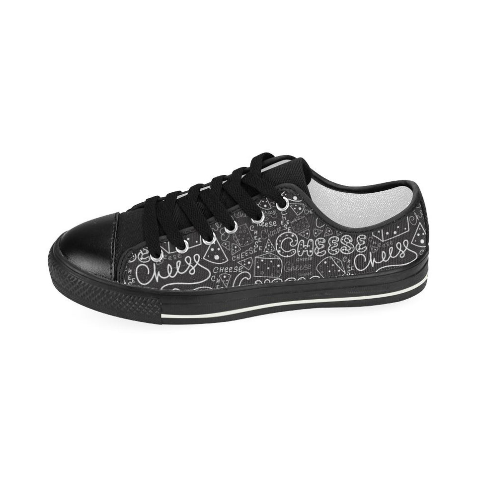 Handwritten cheese pattern Kids' Boys' Girls' Low Top Canvas Shoes Black