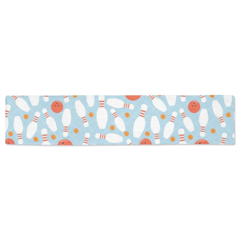 Bowling ball bowling pins blue blackground Table Runner