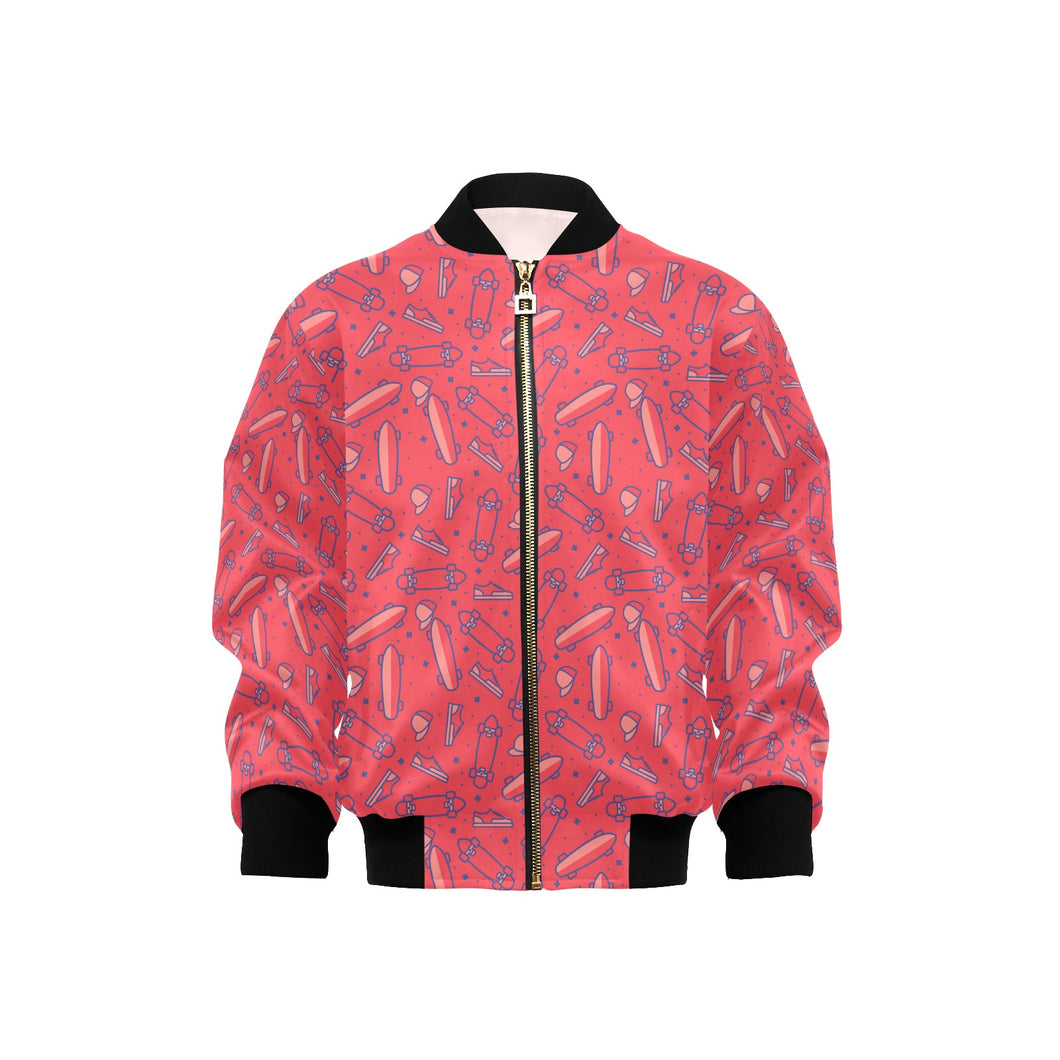 Skate Board Pattern Print Design 01 Kids' Boys' Girls' Bomber Jacket