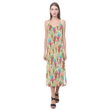 Colorful ice cream pattern V-Neck Open Fork Long Dress