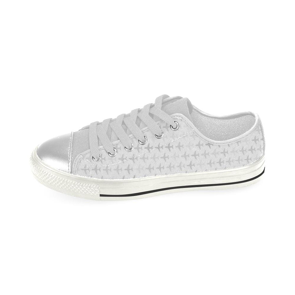 Airplane print pattern Kids' Boys' Girls' Low Top Canvas Shoes White