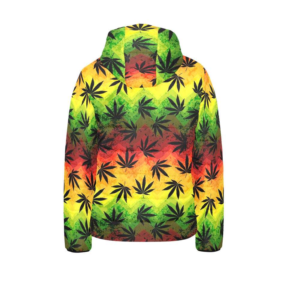 Canabis Marijuana Weed Pattern Print Design 03 Kids' Boys' Girls' Padded Hooded Jacket