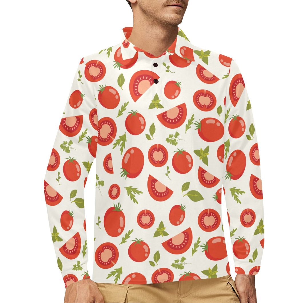 Tomato pattern Men's Long Sleeve Polo Shirt