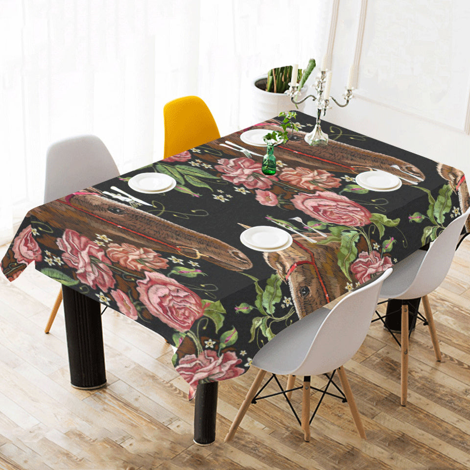 Horse head wild roses pattern Tablecloth