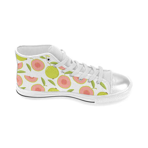 Guava pattern Women's High Top Canvas Shoes White