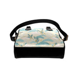 Bonsai bamboo stork japanese pattern cream theme Shoulder Handbag