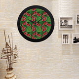 Watermelons tropical palm leaves pattern backgroun Elegant Black Wall Clock