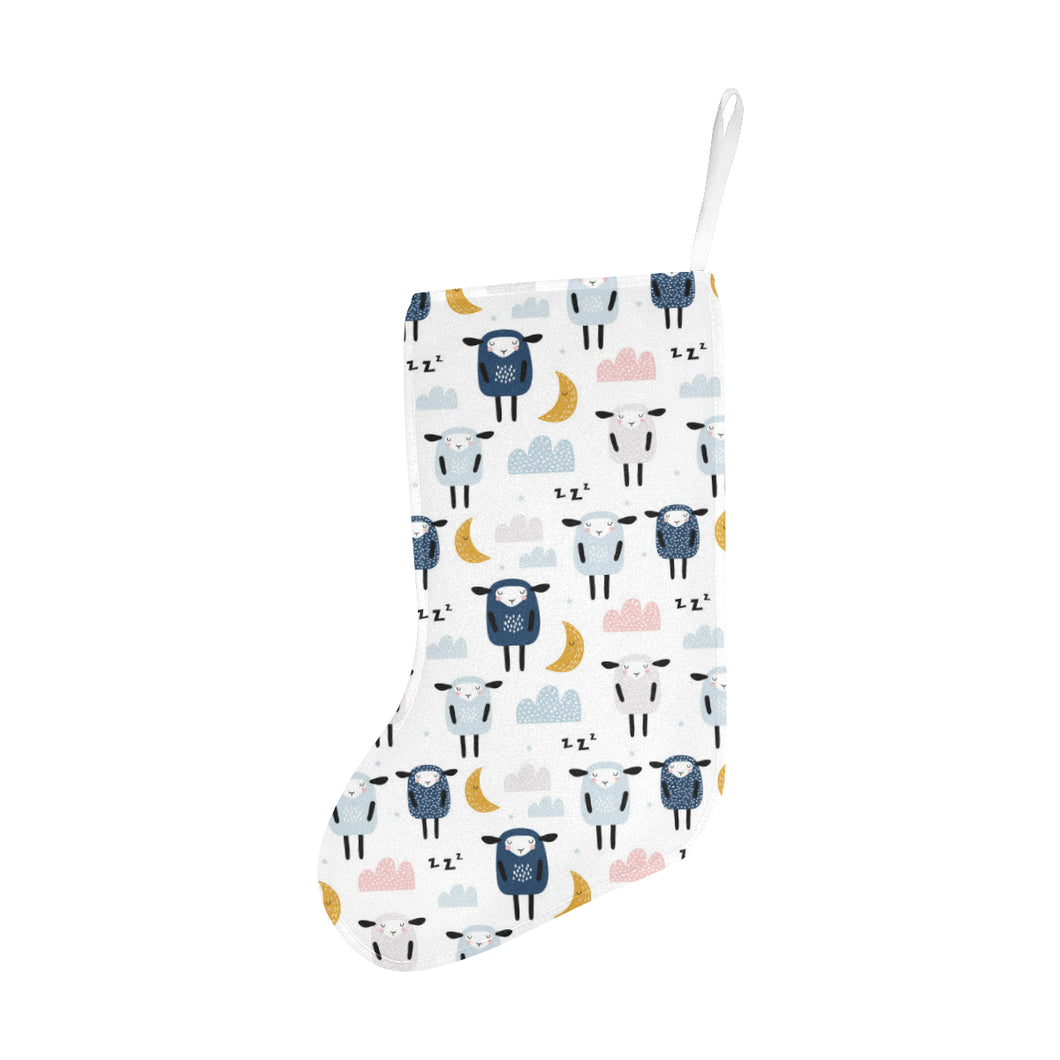 Cute sleeping sheep moon cloud pattern Christmas Stocking
