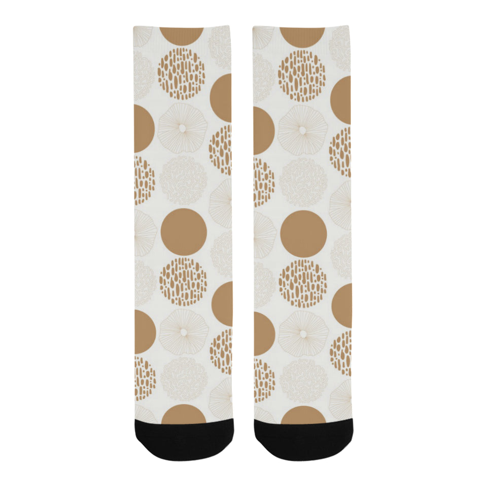 Gold Texture mushroom pattern Crew Socks