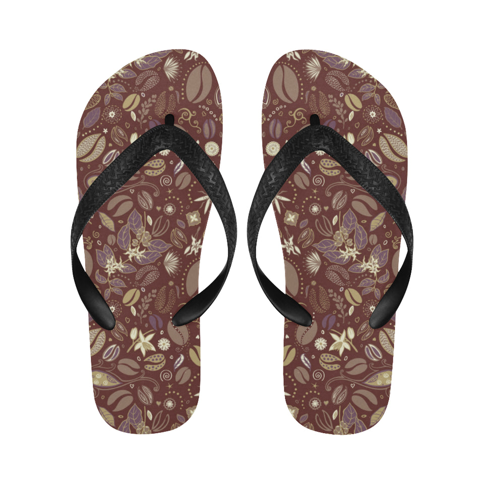 Coffee bean flower pattern Unisex Flip Flops