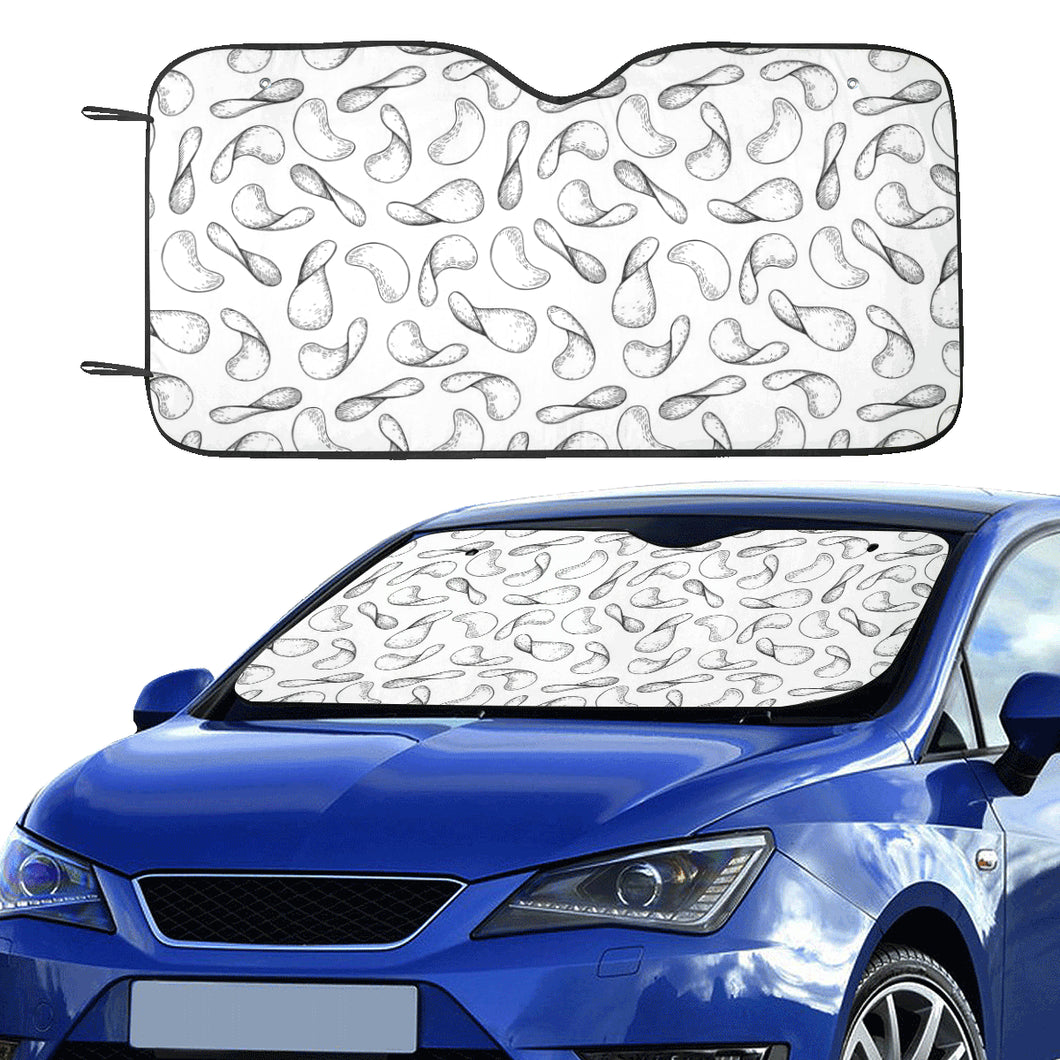 Potato Chips Pattern Print Design 04 Car Sun Shade