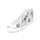 Classic vintage clock pattern Women's High Top Canvas Canvas Shoes White