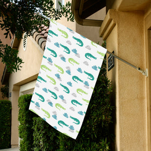 watercolor crocodile pattern House Flag Garden Flag