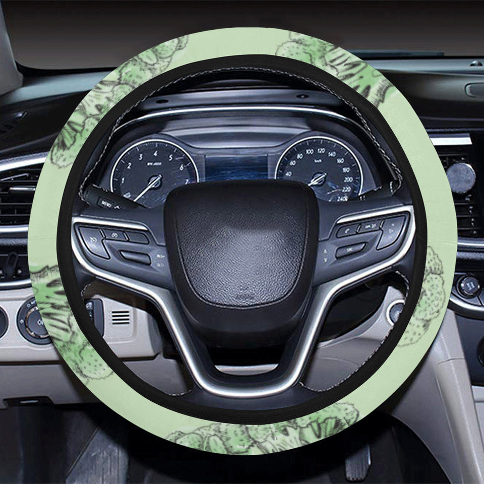 broccoli sketch pattern Car Steering Wheel Cover
