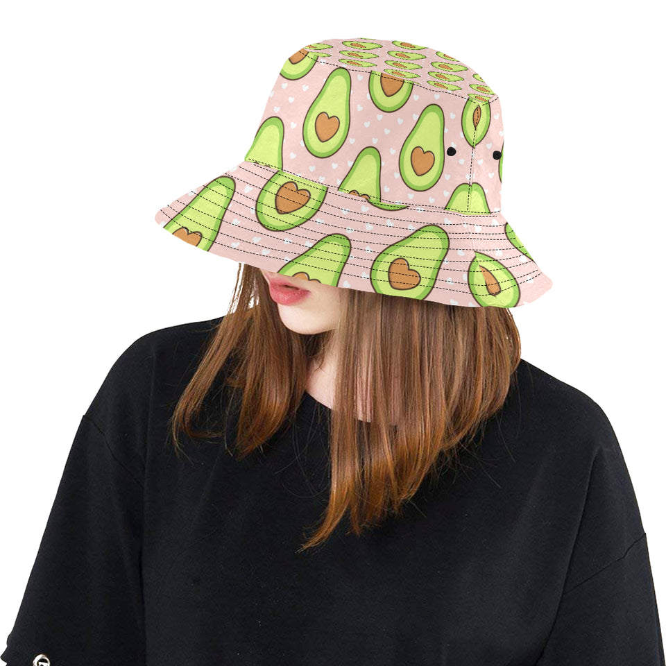 Avocado heart pink background Unisex Bucket Hat